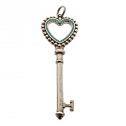 Pre Owned Tiffany & Co. Beaded Heart Enamel Key Silver Pendant