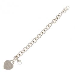 Pre Owned Tiffany & Co. Return To Tiffany Heart Tag Charm Silver Bracelet 18CM