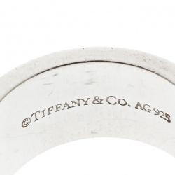 Pre Owned Tiffany & Co. T Cutout Silver Open Band Ring Size 58
