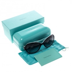 Pre Owned Tiffany & Co. Black/Tiffany Blue TF 4046-B Butterfly Sunglasses