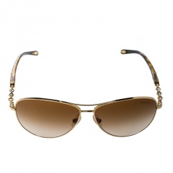 Pre Owned Tiffany & Co. Gold/Brown Gradient TF3034 Aviator Sunglasses