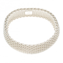 Pre Owned Tiffany & Co. Somerset Silver Mesh Bangle Bracelet
