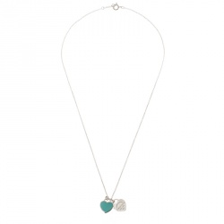 Pre Owned Tiffany & Co. Return To Tiffany Double Heart Tag Silver Chain Necklace