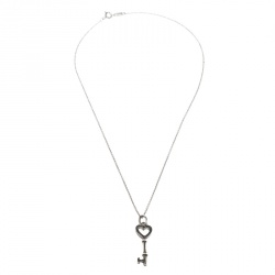 Pre Owned Tiffany & Co. Heart Key Silver Pendant Necklace