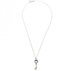 Pre Owned Tiffany & Co. Heart Key Silver Pendant Necklace