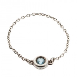 Pre Owned Tiffany & Co. Elsa Peretti Color by the Yard Aquamarine Silver Ring Size 58