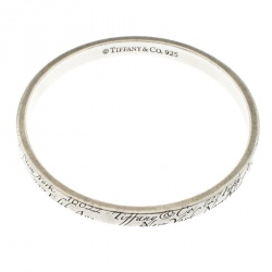 Pre Owned Tiffany & Co. Notes Engraved Silver Bangle Bracelet 19cm