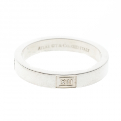 Pre Owned Tiffany & Co. Atlas Silver Band Ring Size 55