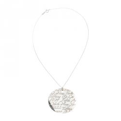 Pre Owned Tiffany & Co. Tiffany Notes Silver Round Pendant Necklace