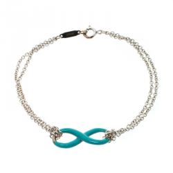 Pre Owned Tiffany & Co. Infinity Blue Enamel Silver Bracelet