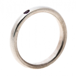 Pre Owned Tiffany & Co. Elsa Peretti Pink Sapphire Silver Band Ring Size 50