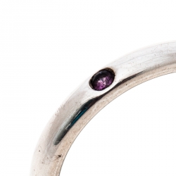 Pre Owned Tiffany & Co. Elsa Peretti Pink Sapphire Silver Band Ring Size 50