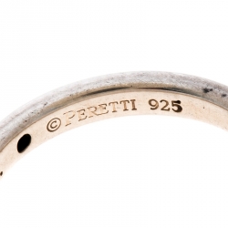 Pre Owned Tiffany & Co. Elsa Peretti Pink Sapphire Silver Band Ring Size 50