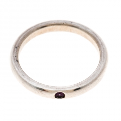 Pre Owned Tiffany & Co. Elsa Peretti Pink Sapphire Silver Band Ring Size 50