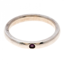 Pre Owned Tiffany & Co. Elsa Peretti Pink Sapphire Silver Band Ring Size 50