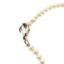 Pre Owned Tiffany & Co. Return To Tiffany Pearl Silver Heart Tag Bracelet