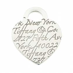 Pre Owned Tiffany & Co. Tiffany Notes Fifth Avenue New York Engraved Heart Silver Pendant Charm 