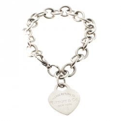 Pre Owned Tiffany & Co. Return to Tiffany Heart Tag Silver Bracelet