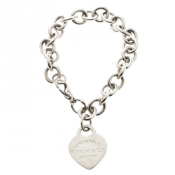Pre Owned Tiffany & Co. Return to Tiffany Heart Tag Silver Bracelet