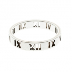 Pre Owned Tiffany & Co. Atlas Open Silver Band Ring Size 54.5