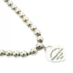 Pre Owned Tiffany & Co. Return to Tiffany Heart Tag Enamel Silver Beads Bracelet
