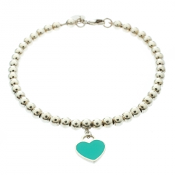 Pre Owned Tiffany & Co. Return to Tiffany Heart Tag Enamel Silver Beads Bracelet