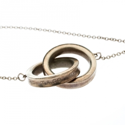 Pre Owned Tiffany & Co. 1837 Interlocking Circles Silver Pendant Necklace