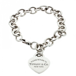 Pre Owned Tiffany & Co. Return to Tiffany Heart Tag Silver Bracelet