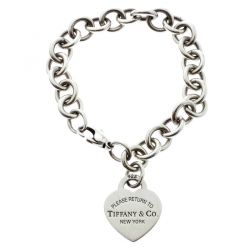 Pre Owned Tiffany & Co. Return to Tiffany Heart Tag Silver Bracelet