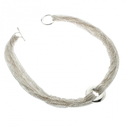 Pre Owned Tiffany & Co. Circular Silver Multi Chain Mesh Toggle Necklace