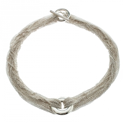 Pre Owned Tiffany & Co. Circular Silver Multi Chain Mesh Toggle Necklace