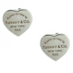 Pre Owned Tiffany & Co. Return to Tiffany Silver Mini Heart Tag Stud Earrings