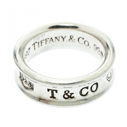 Pre Owned Tiffany & Co. 1837 Silver Band Ring Size 52