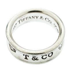 Pre Owned Tiffany & Co. 1837 Silver Band Ring Size 52