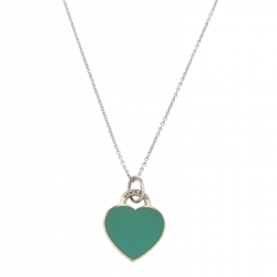 Pre Owned Tiffany & Co. Return To Tiffany Enamel Heart Tag Silver Necklace