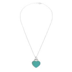 Pre Owned Tiffany & Co. Return To Tiffany Enamel Heart Tag Silver Necklace