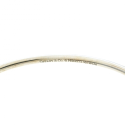 Pre Owned Tiffany & Co. Elsa Peretti Open Heart Diamond Embedded Silver Bangle