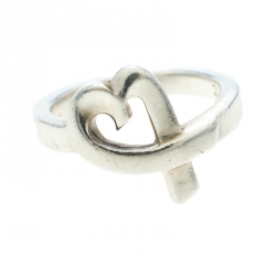 Pre Owned Tiffany & Co. Paloma Picasso Loving Heart Silver Ring Size 52.5