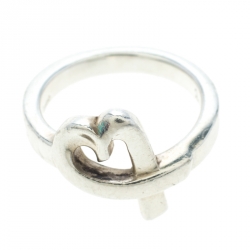 Pre Owned Tiffany & Co. Paloma Picasso Loving Heart Silver Ring Size 52.5