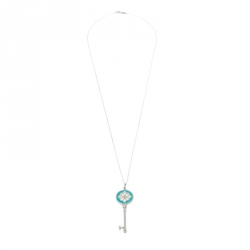 Pre Owned Tiffany & Co. Knot Key Pendant Enamel Silver Necklace