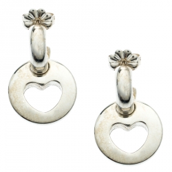 Pre Owned Tiffany & Co. Stencil Heart Drop Sterling Silver Earrings