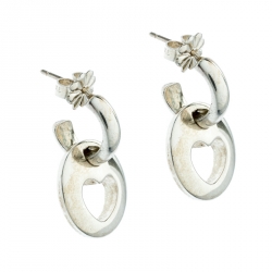 Pre Owned Tiffany & Co. Stencil Heart Drop Sterling Silver Earrings