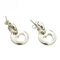 Pre Owned Tiffany & Co. Stencil Heart Drop Sterling Silver Earrings