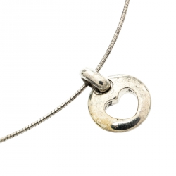 Pre Owned Tiffany & Co. Stencil Heart Pendant Wire Chain Necklace