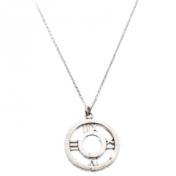 Pre Owned Tiffany & Co. Atlas Medallion Sterling Silver Pendant Necklace