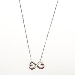 Pre Owned Tiffany & Co. Paloma Picasso Double Loving Heart Silver Pendant Necklace