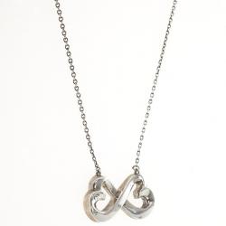 Pre Owned Tiffany & Co. Paloma Picasso Double Loving Heart Silver Pendant Necklace
