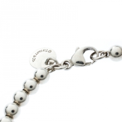 Pre Owned Tiffany & Co. Return to Tiffany Enamel Heart Tag Silver Beads Bracelet 17cm