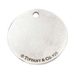 Pre Owned Tiffany & Co. Tiffany Notes Fifth Avenue New York Engraved Circular Silver Pendant Charm 