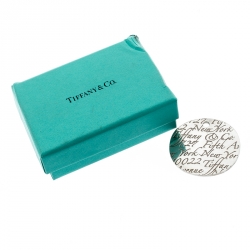 Pre Owned Tiffany & Co. Tiffany Notes Fifth Avenue New York Engraved Circular Silver Pendant Charm 